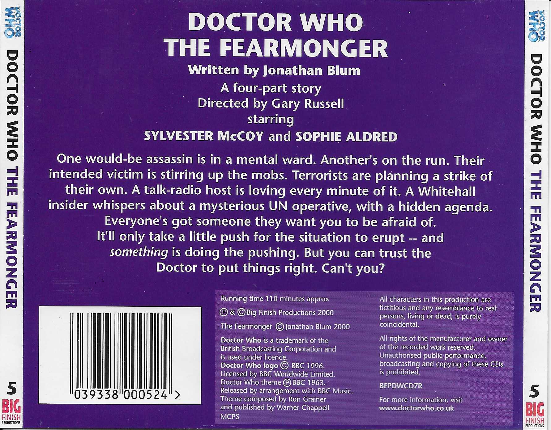 Picture of BFPDWCD 7R Doctor Who - The fearmonger by artist Jonathan Blum from the BBC records and Tapes library